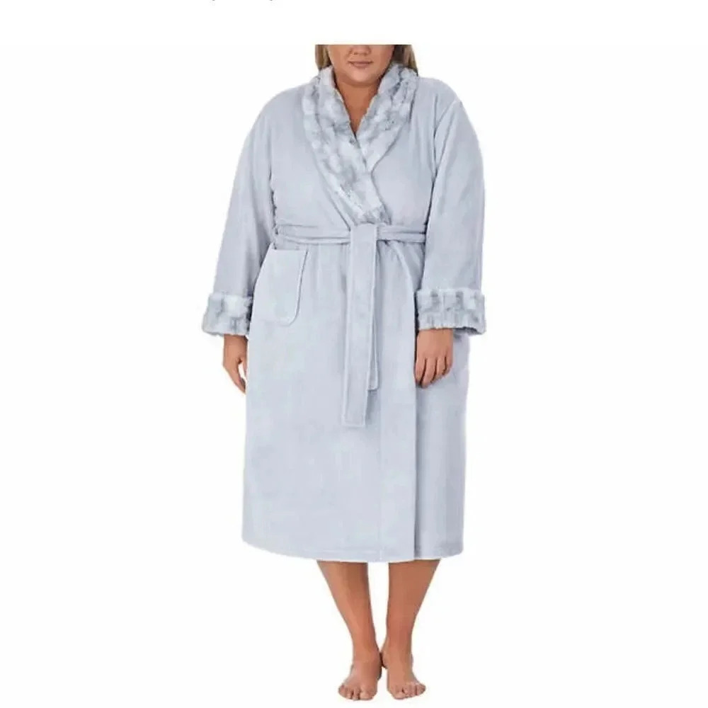 🔥🔥 Carole Hochman Ladies' Plush Robe - Blue 2X - Picture 2 of 5